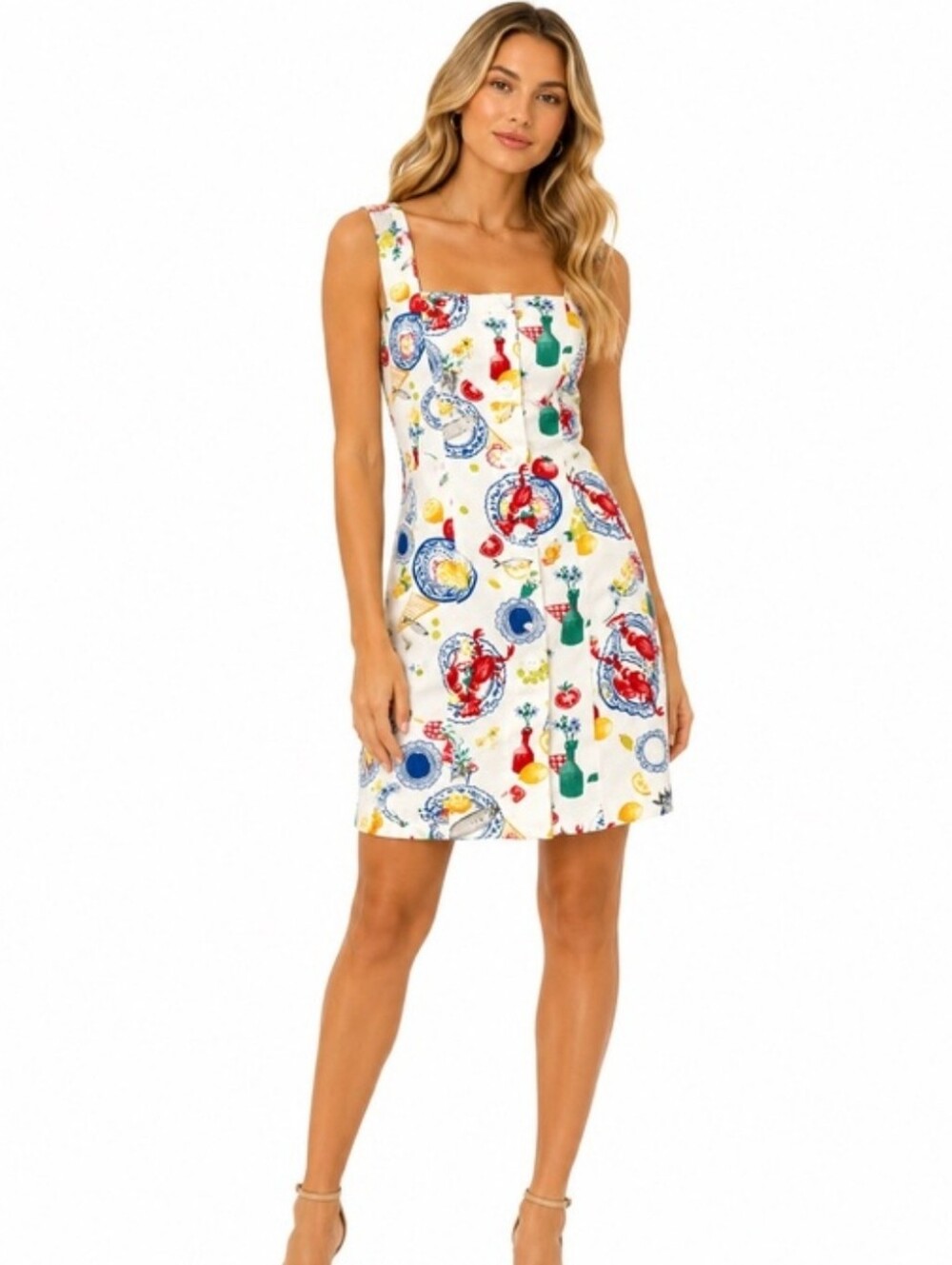 Anthropologie Corey Lynn Calter Square-Neck Printed Button Front Dress Size S